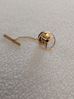 14k Mercedes Benz Gold-Tone Circular Propeller Tie Tack
